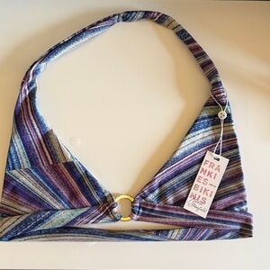 Frankie's Bikinis Purple and Blue Halter Top
